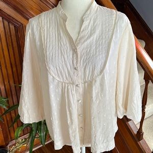 Babydoll Swiss Medium Polkadot Button Down Top Sz 16P